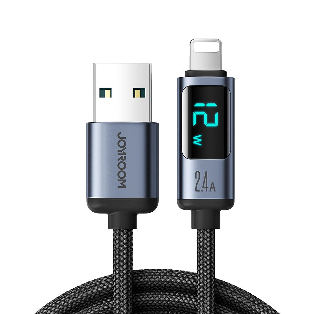 Data- og ladekabel USB-A - Lightning Joyroom S-A16 Prism Display, 12W, 1.2m, Svart