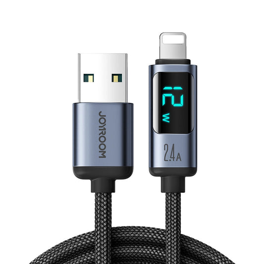 Data- og ladekabel USB-A - Lightning Joyroom S-A16 Prism Display, 12W, 1.2m, Svart