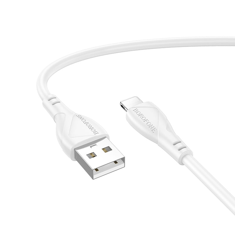 USB-A - Lightning Borofone BX121 Energy data- og ladekabel, 18W, 1m, Hvit