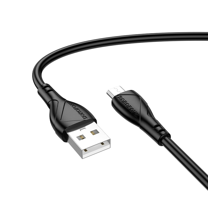 USB-A - microUSB Borofone BX121 Energy data- og ladekabel, 18W, 1m, Svart