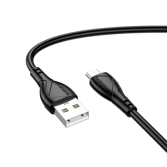 USB-A - microUSB Borofone BX121 Energy data- og ladekabel, 18W, 1m, Svart
