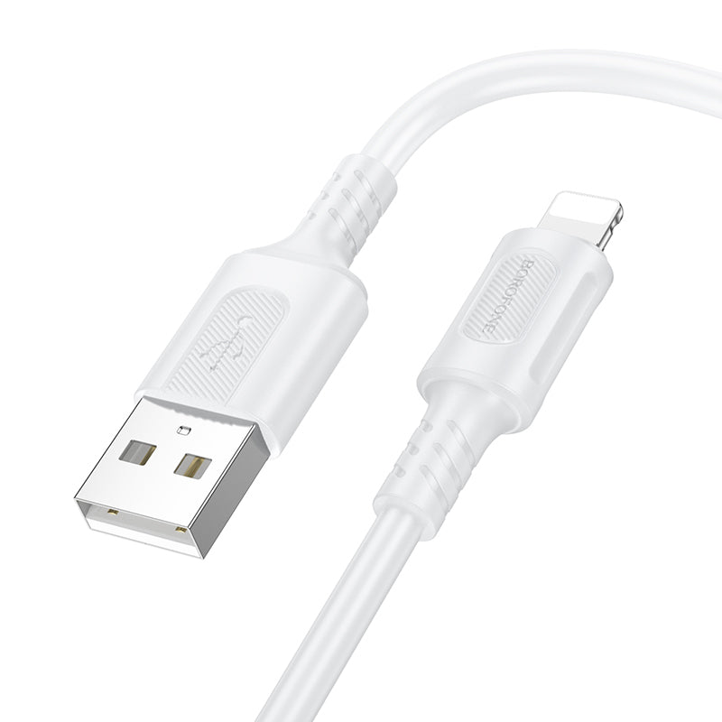 Data- og ladekabel USB-A - Lightning Borofone BX111 Feliz, 18W, 1m, Hvit
