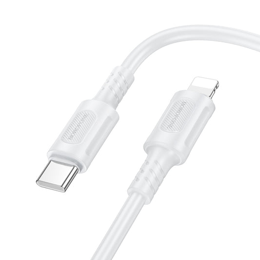 Data- og ladekabel USB-C - Lightning Borofone BX111 Feliz, 27W, 1m, Hvit