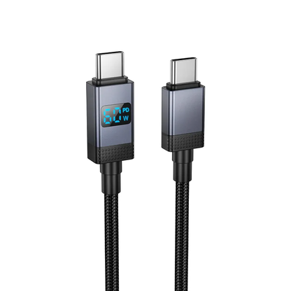 USB-C til USB-C data- og ladekabel HOCO X118 Display, 60W, 1m, Svart