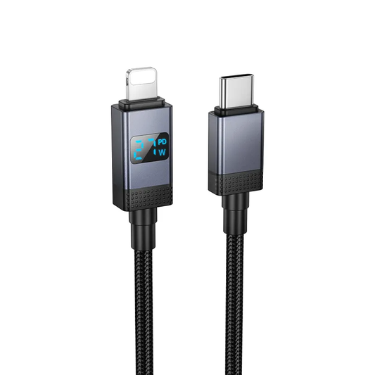 USB-C til Lightning Data- og Ladekabel HOCO X118 Display, 27W, 1m, Svart