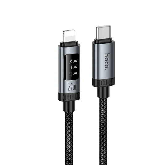 USB-C - Lightning Data- og Ladekabel HOCO Display U148, 27W, 1.2m, Svart