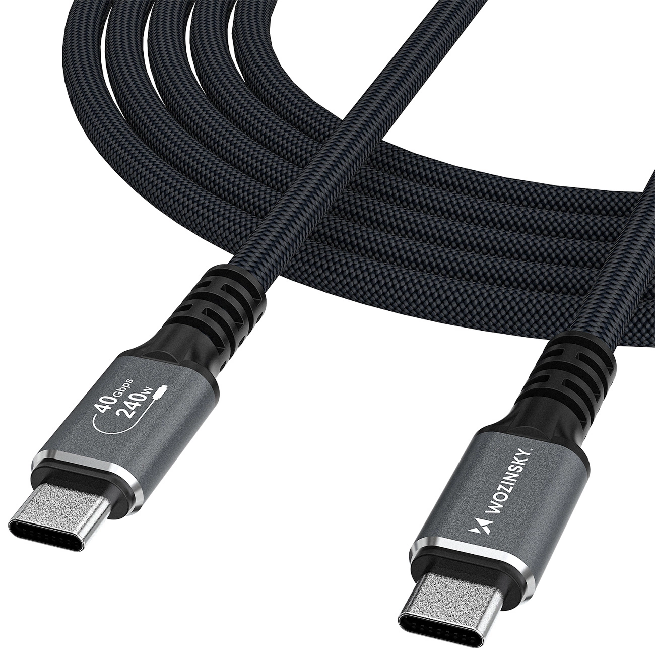 USB-C til USB-C data- og ladekabel WZK WPS-UY42S, 240W, 2m, Svart