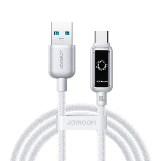 USB-A til USB-C Joyroom S-A55 StarFlight Display data- og ladekabel, 66W, 1.2m, Hvit