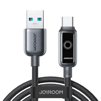 USB-A til USB-C data- og ladekabel Joyroom S-A55 StarFlight Display, 66W, 1.2m, Svart