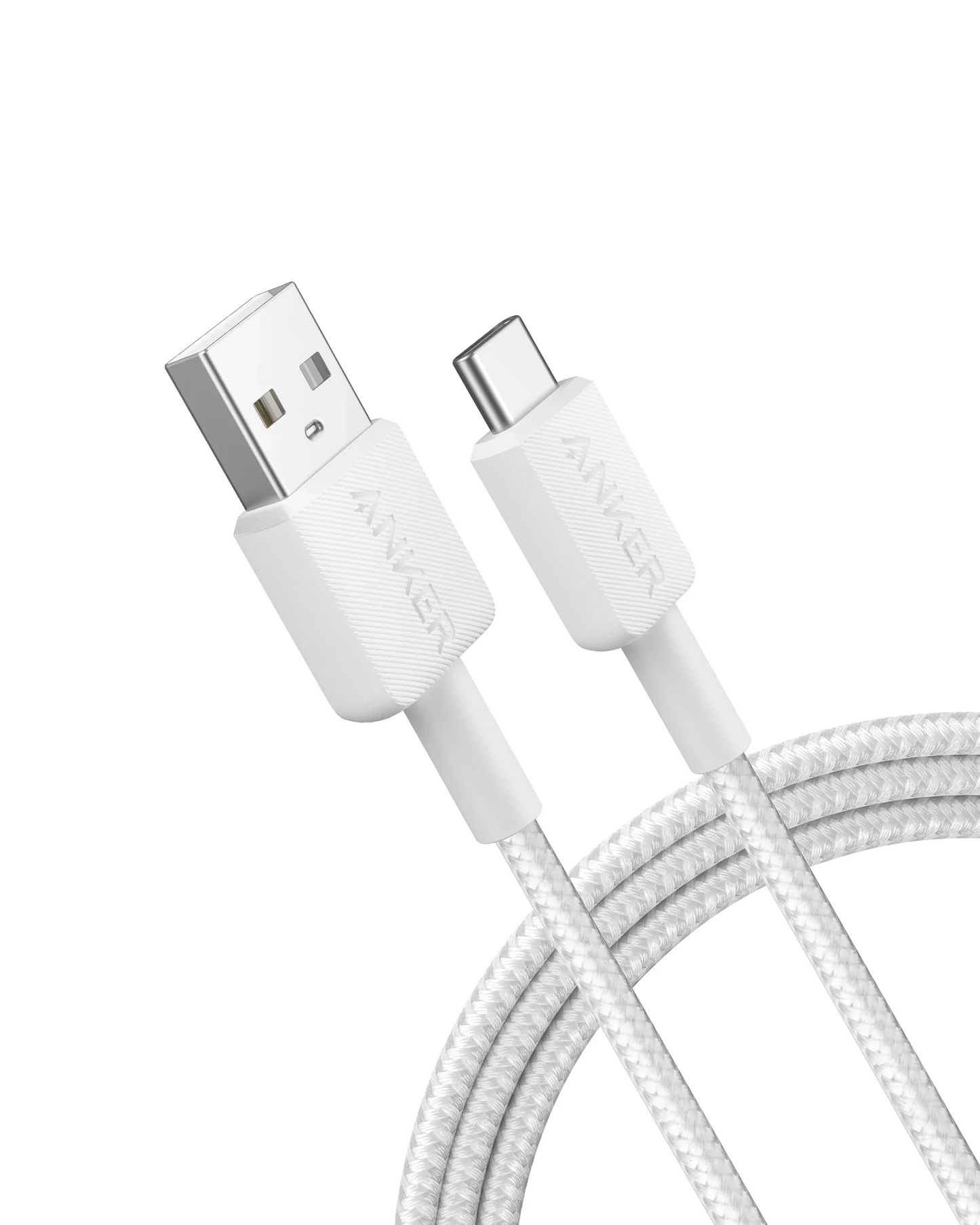 Data- og ladekabel USB-A - USB-C Anker 322, 18W, 1.8m, Hvit A81H6G21