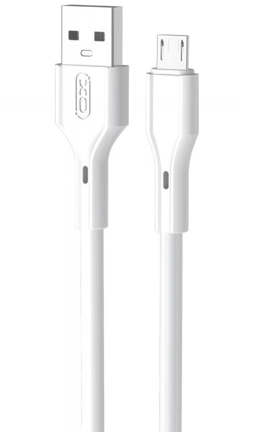 Data- og ladekabel USB-A - microUSB XO Design NB230, 18W, 1m, Hvit