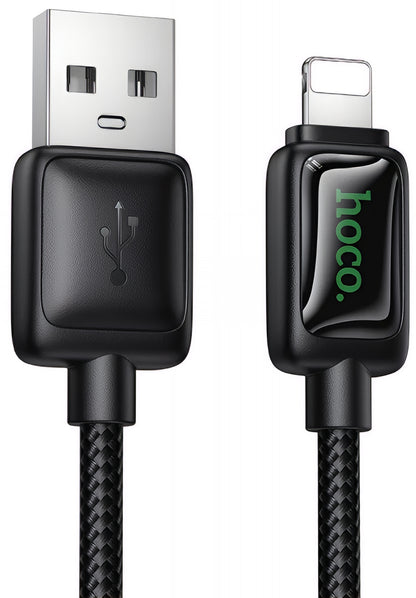 USB-A - Lightning Data- og Ladekabel HOCO U146, 12W, 1.2m, Svart