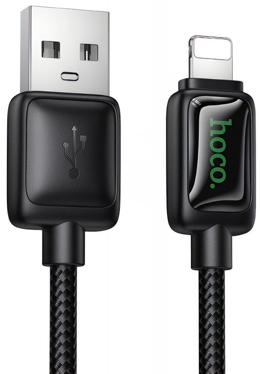 USB-A - Lightning Data- og Ladekabel HOCO U146, 12W, 1.2m, Svart
