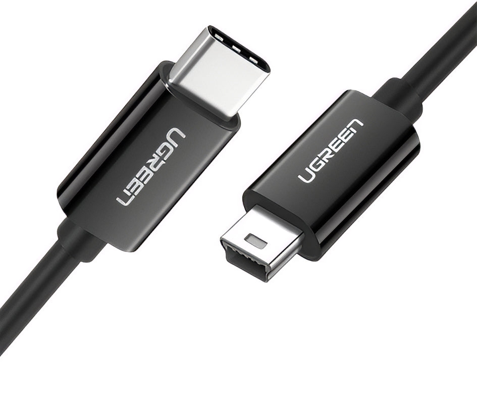 USB-C til miniUSB UGREEN US242 data- og ladekabel, 18W, 1m, Svart