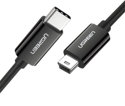 USB-C til miniUSB UGREEN US242 data- og ladekabel, 18W, 1m, Svart