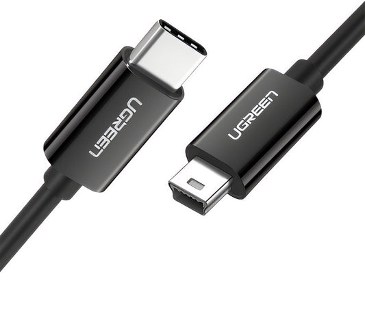 USB-C til miniUSB UGREEN US242 data- og ladekabel, 18W, 1m, Svart