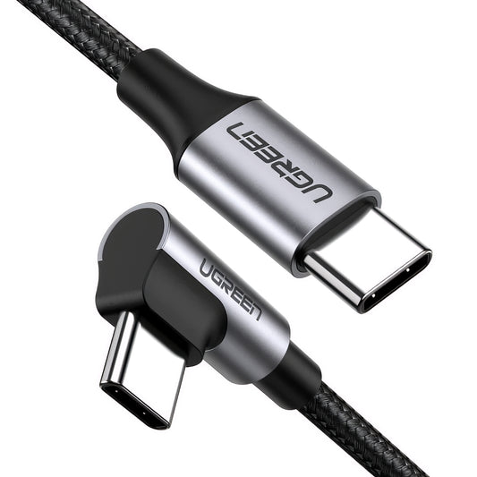 USB-C til USB-C data- og ladekabel UGREEN US255 Angled, 60W, 3m, Grå