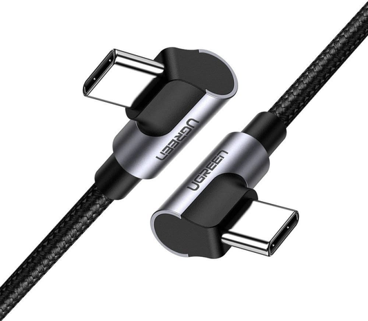 USB-C til USB-C data- og ladekabel UGREEN US323 Angled, 60W, 2m, Svart