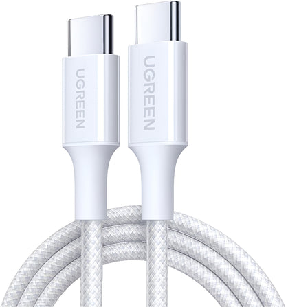 USB-C til USB-C data- og ladekabel UGREEN L501, 60W, 2m, Hvit