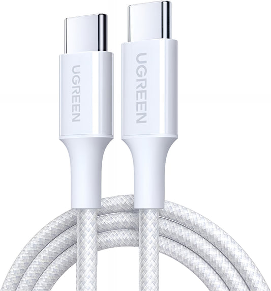 USB-C til USB-C data- og ladekabel UGREEN L501, 60W, 2m, Hvit