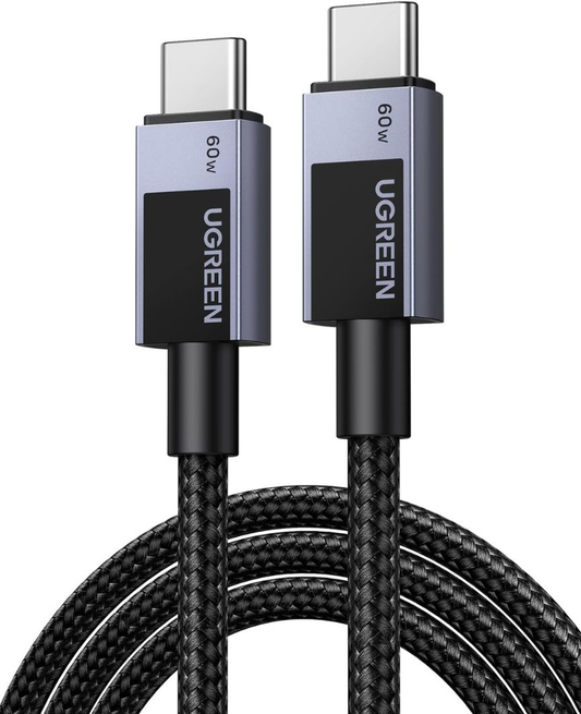 USB-C til USB-C data- og ladekabel UGREEN L524, 60W, 2m, Grå