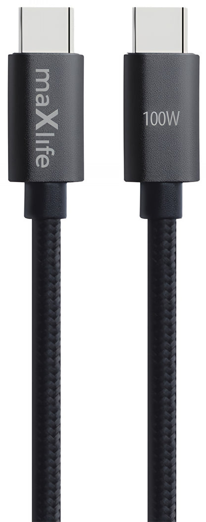 USB-C data- og ladekabel - USB-C MaXlife MXUC-12, 100W, 1m, Svart