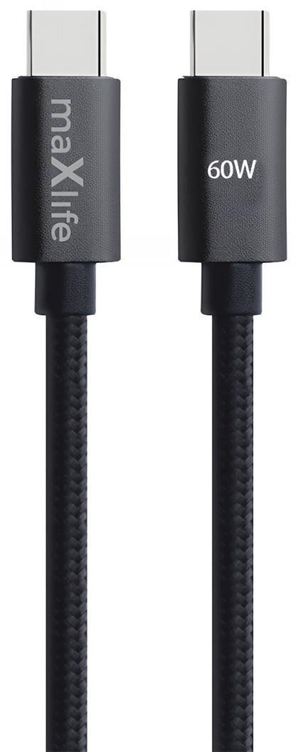 USB-C data- og ladekabel - USB-C MaXlife MXUC-12, 60W, 1m, Svart
