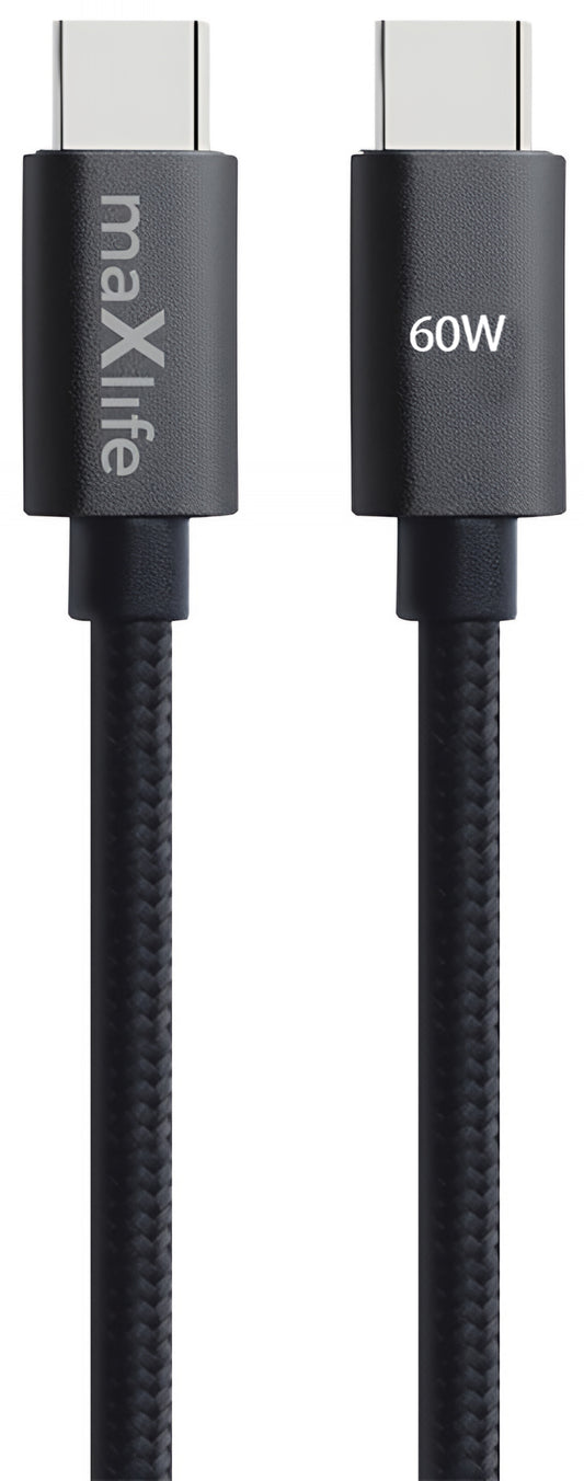 USB-C data- og ladekabel - USB-C MaXlife MXUC-12, 60W, 1m, Svart