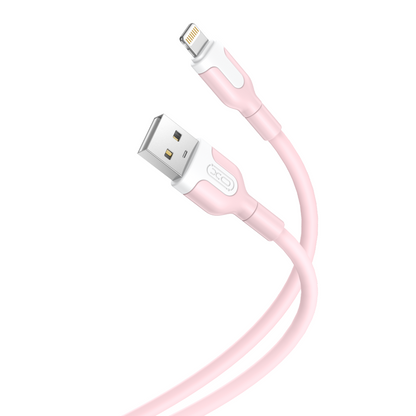 USB-A - Lightning Data og Ladekabel XO Design NB212, 18W, 1m, Rosa