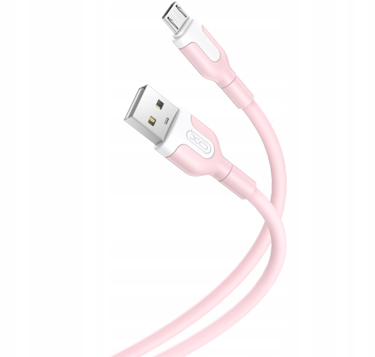 Data- og ladekabel USB-A til microUSB XO Design NB212, 18W, 1m, Rosa