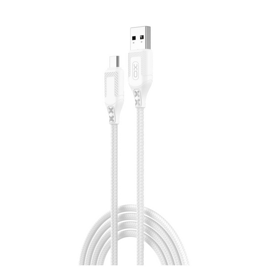 Data- og ladekabel USB-A - microUSB XO Design NB235, 18W, 1m, Hvit