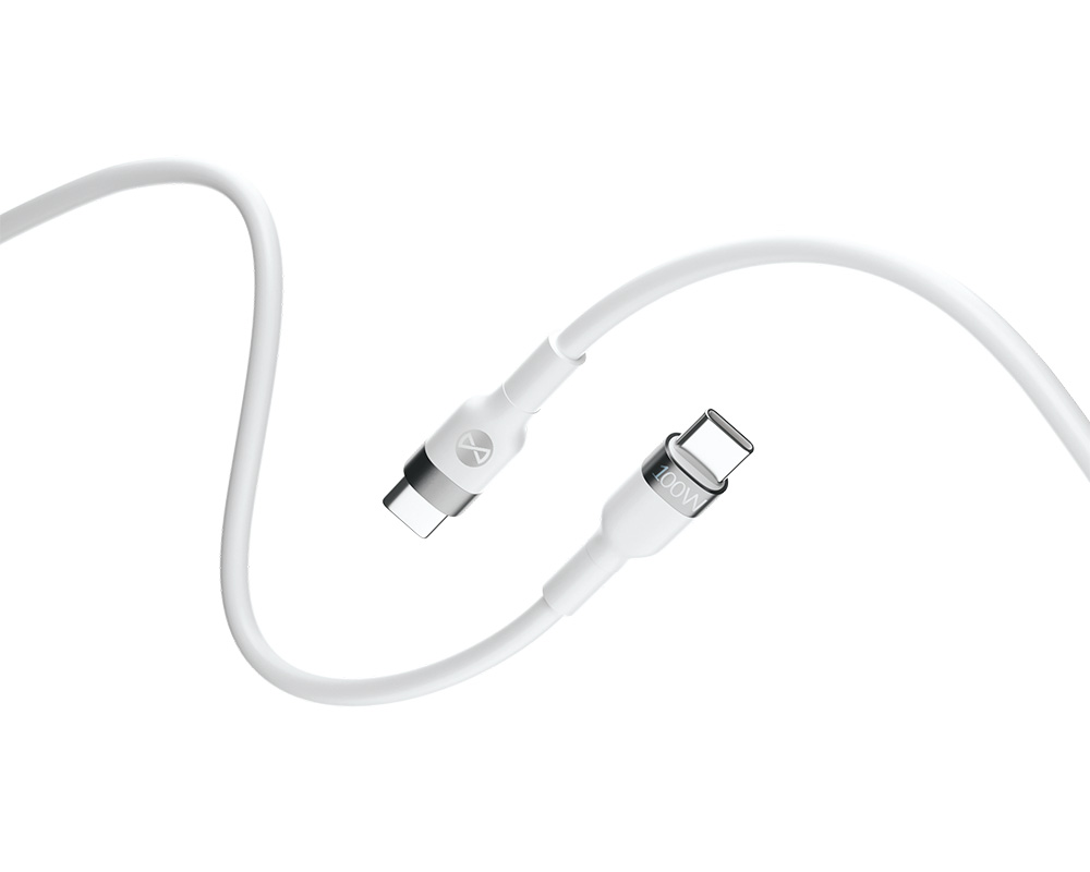 USB-C til USB-C Forever Flexible data- og ladekabel, 100W, 2m, Hvit