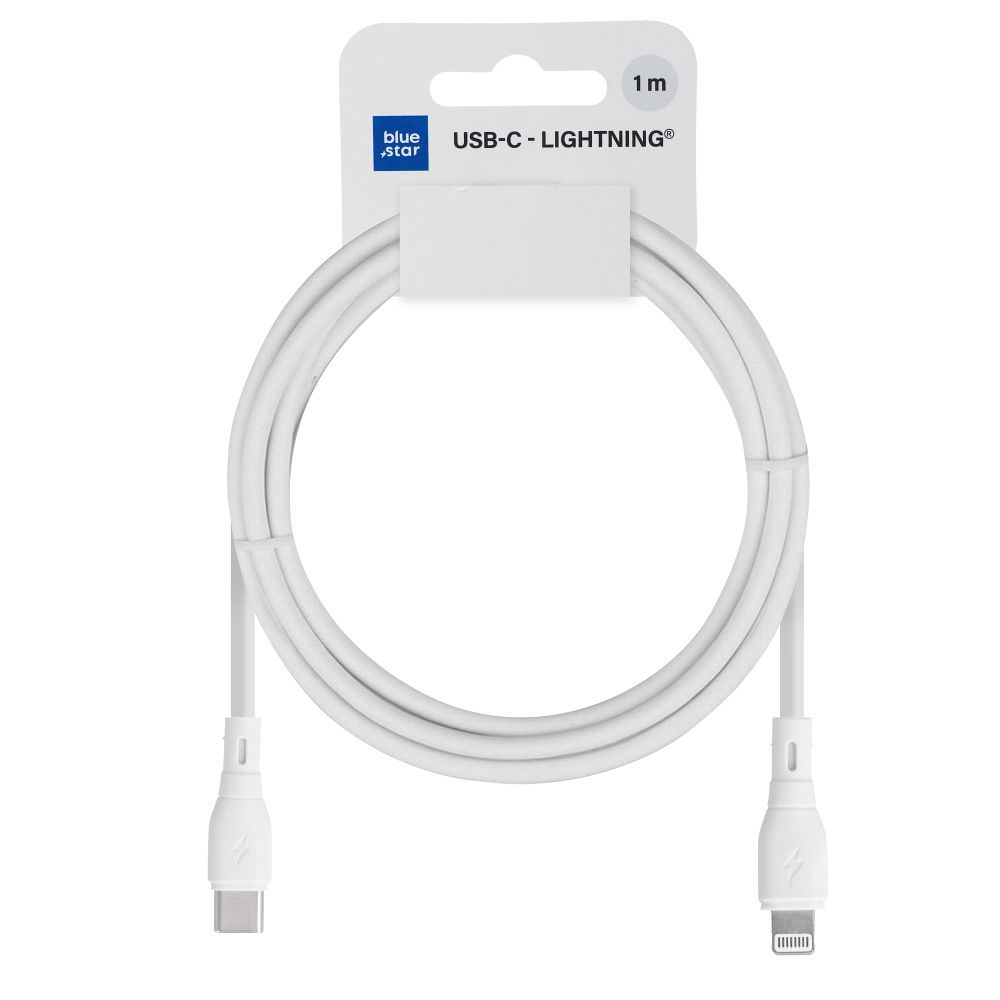 Data- og ladekabel USB-C - Lightning Blue Star Eco, 27W, 1m, Hvit
