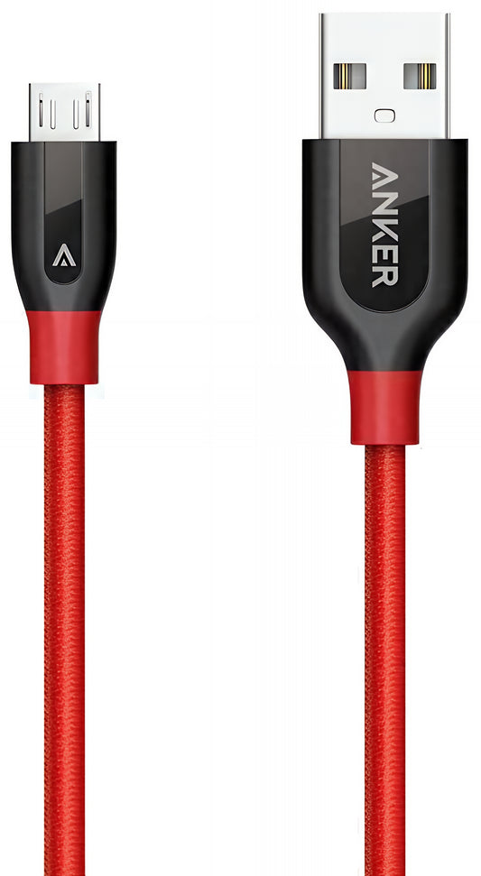 USB-A - microUSB Anker PowerLine+ data- og ladekabel, 18W, 0.91m, Rød A8142G91