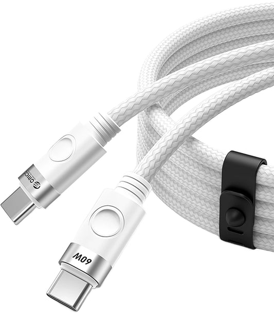 USB-C til USB-C data- og ladekabel Orico CDX, 60W, 1m, Hvit