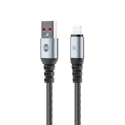 USB-A - Lightning Forever Braix data- og ladekabel, 18W, 1m, Svart