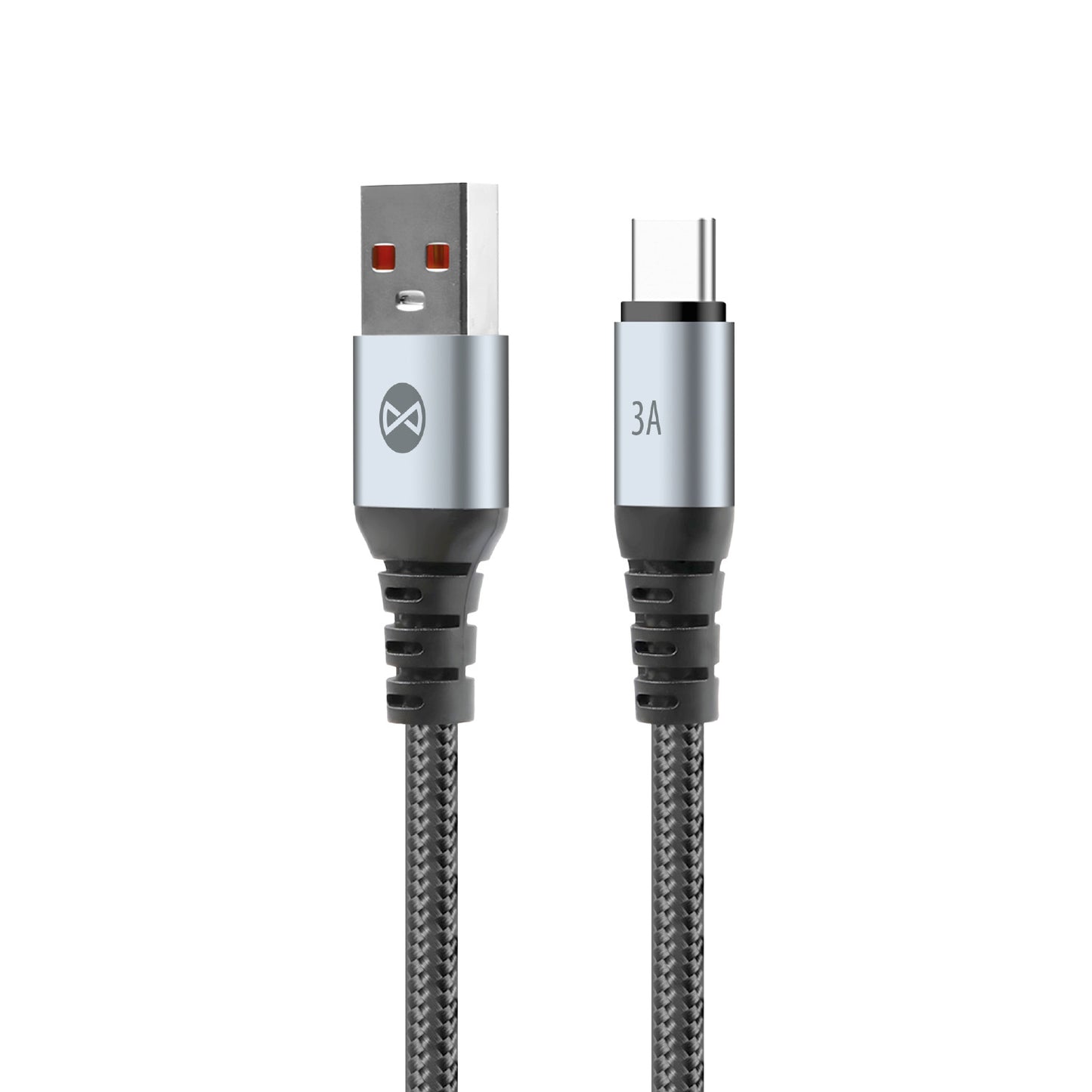 USB-A - USB-C Forever Braix data- og ladekabel, 18W, 1m, Svart