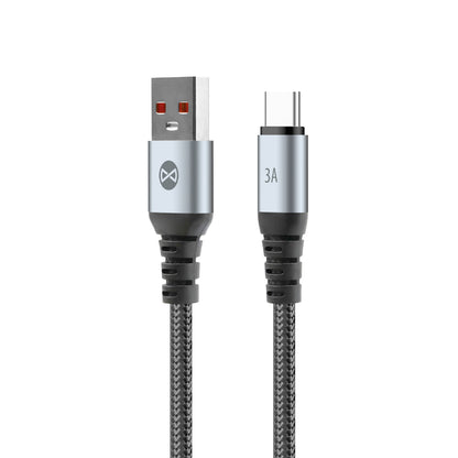 USB-A - USB-C Forever Braix data- og ladekabel, 18W, 1m, Svart