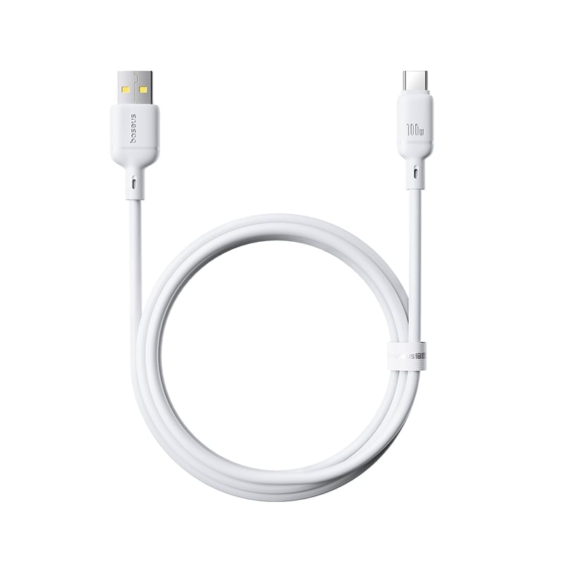 USB-A til USB-C Baseus Silky data- og ladekabel, 100W, 1m, Hvit P10377703213-00