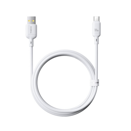 USB-A til USB-C Baseus Silky data- og ladekabel, 100W, 1m, Hvit P10377703213-00
