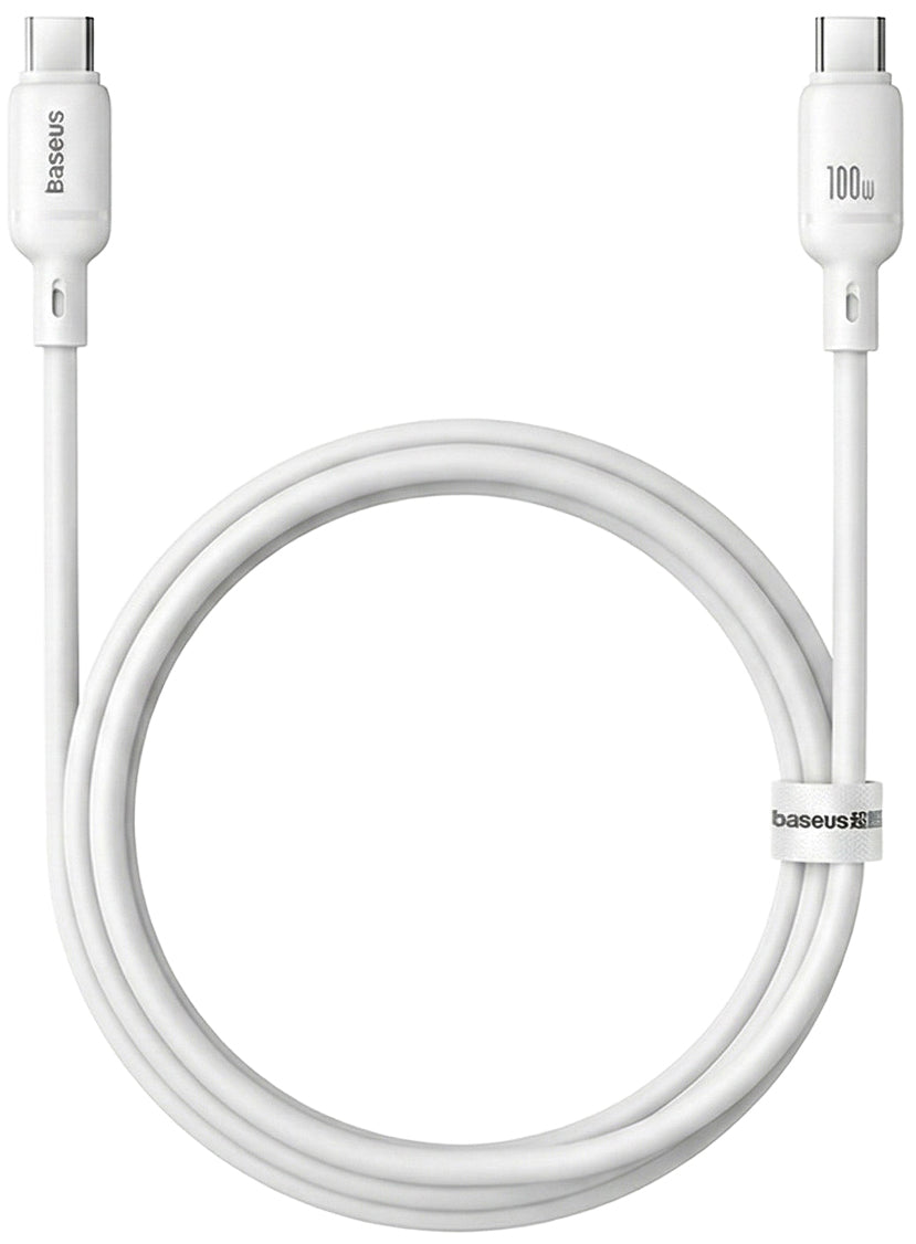 USB-C til USB-C Baseus Silky data- og ladekabel, 100W, 1m, Hvit P10377704213-00
