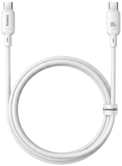 USB-C til USB-C Baseus Silky data- og ladekabel, 100W, 1m, Hvit P10377704213-00