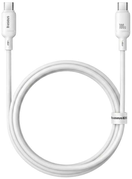 USB-C til USB-C Baseus Silky data- og ladekabel, 100W, 1m, Hvit P10377704213-00