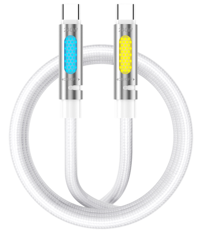 USB-C Data- og ladekabel - USB-C BWOO X325C-C Led, 240W, 1,2m, Hvit