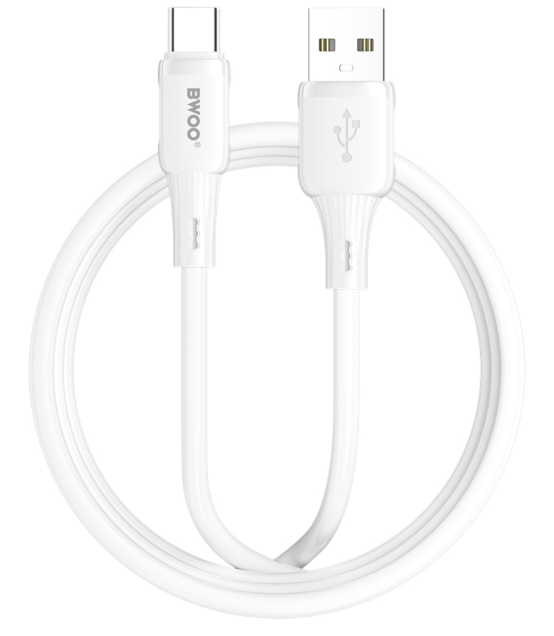 USB-A til USB-C data- og ladekabel BWOO X329C, 18W, 1m, hvit