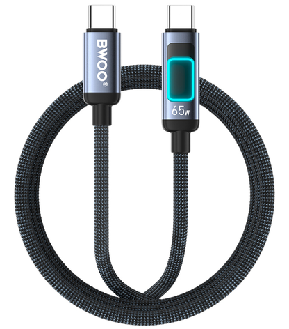 USB-C data- og ladekabel - USB-C BWOO X324CC Display, 65W, 1m, svart
