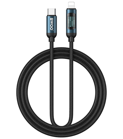 USB-C til Lightning data- og ladekabel BWOO X305 Display, 27W, 1m, svart