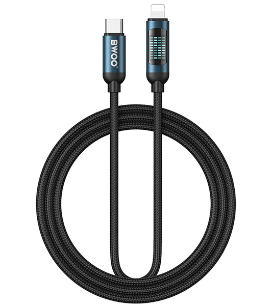 USB-C til Lightning data- og ladekabel BWOO X305 Display, 27W, 1m, svart