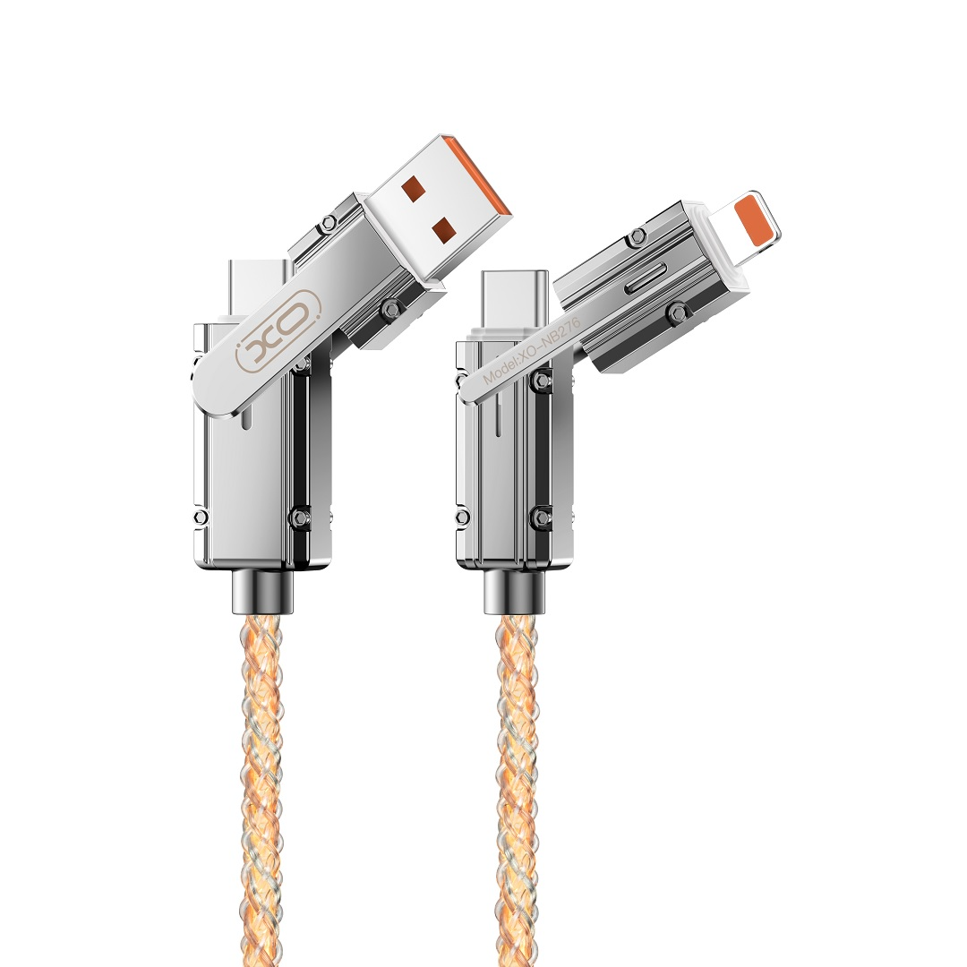 USB-C / USB-A - USB-C / Lightning XO Design NB276 data- og ladekabel, 60W, 1m, Grå