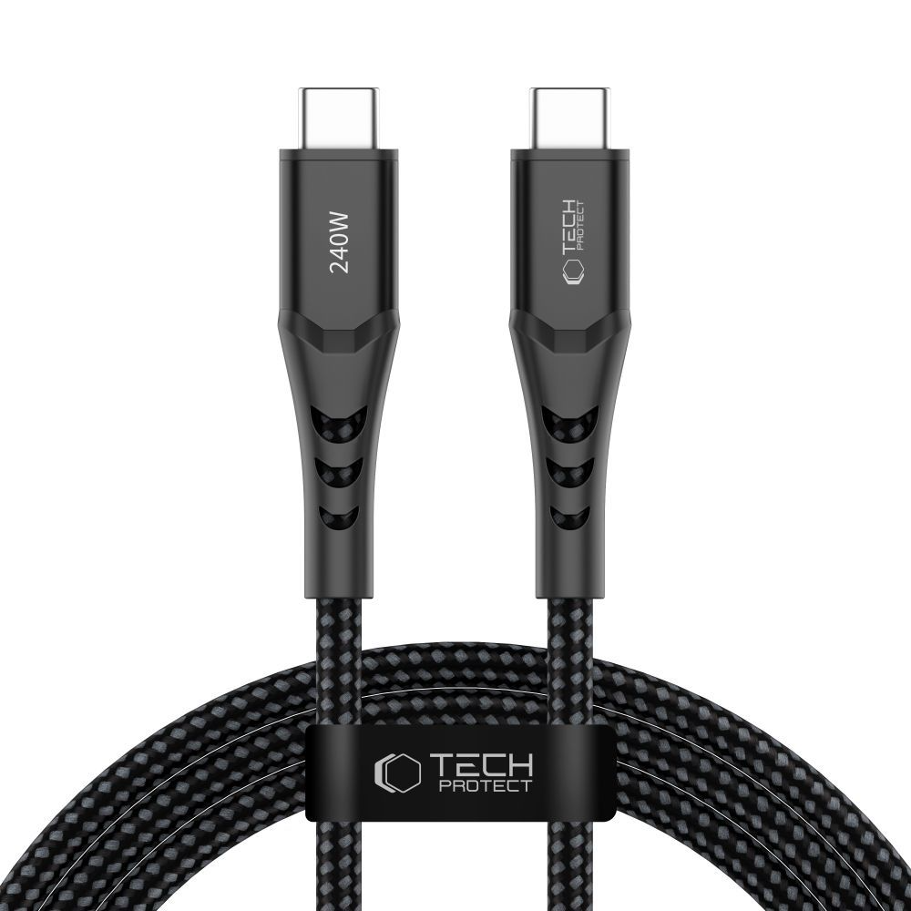 USB-C Data- og ladekabel - USB-C Tech-Protect UB11T Ultraboost, 240W, 2m, Svart